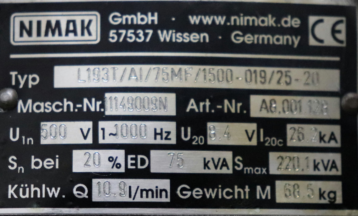 Bild des Artikels NIMAK-ClassicGun-Handzange-z.-Punktschweißen-L193T/AI/75MF/1500-019/25-20-75kW