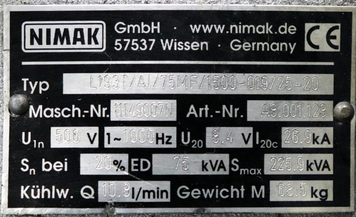 Bild des Artikels NIMAK-ClassicGun-Handzange-z.-Punktschweißen-75kW-L193T/AI/75MF/1500-019/25-20