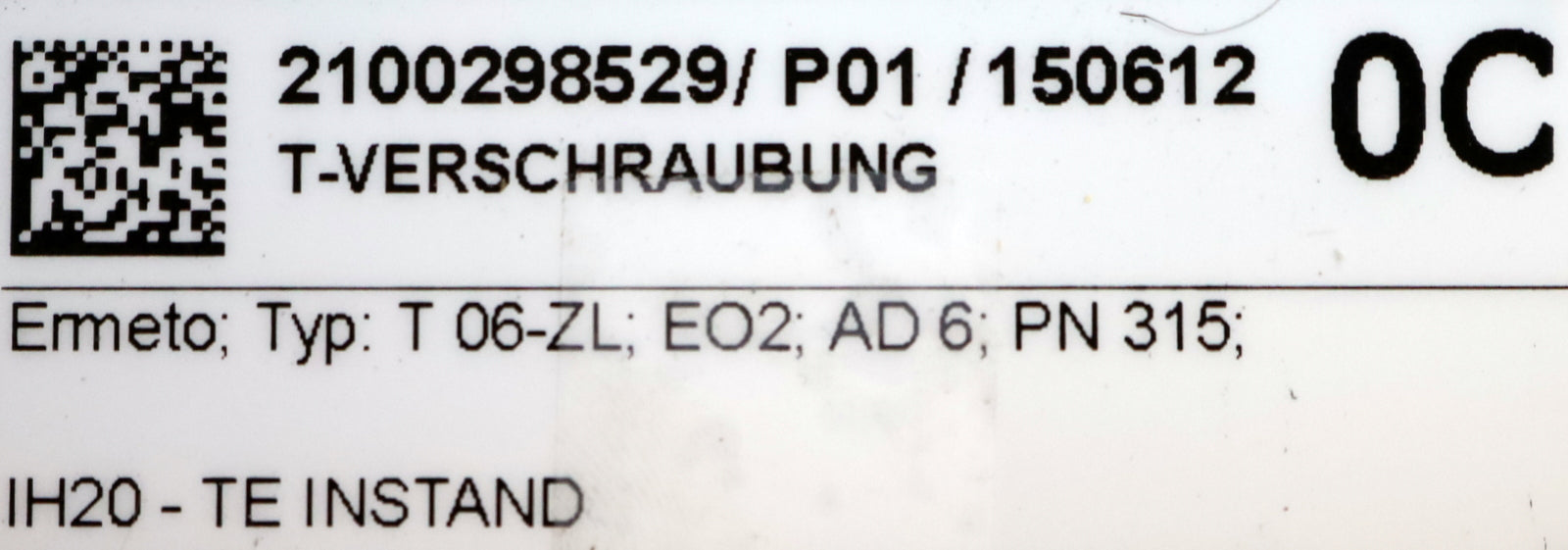 Bild des Artikels ERMETO-6x-T-Verschraubung-Typ:-T-06-ZL-außenØ-11,8mm-innenØ-7mm-EO2-PN315
