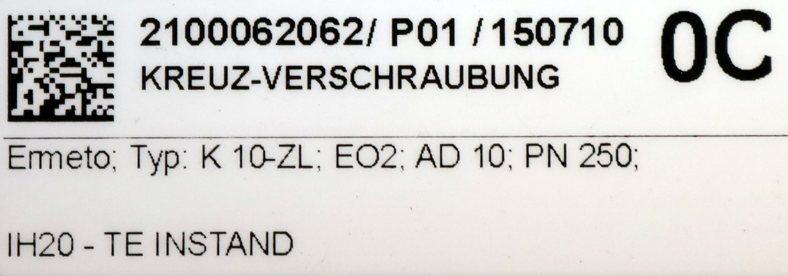 Bild des Artikels ERMETO-3x-Kreuz-Verschraubung-Typ:-K-10-ZL-außenØ-16mm-innenØ-10mm-EO2-PN250