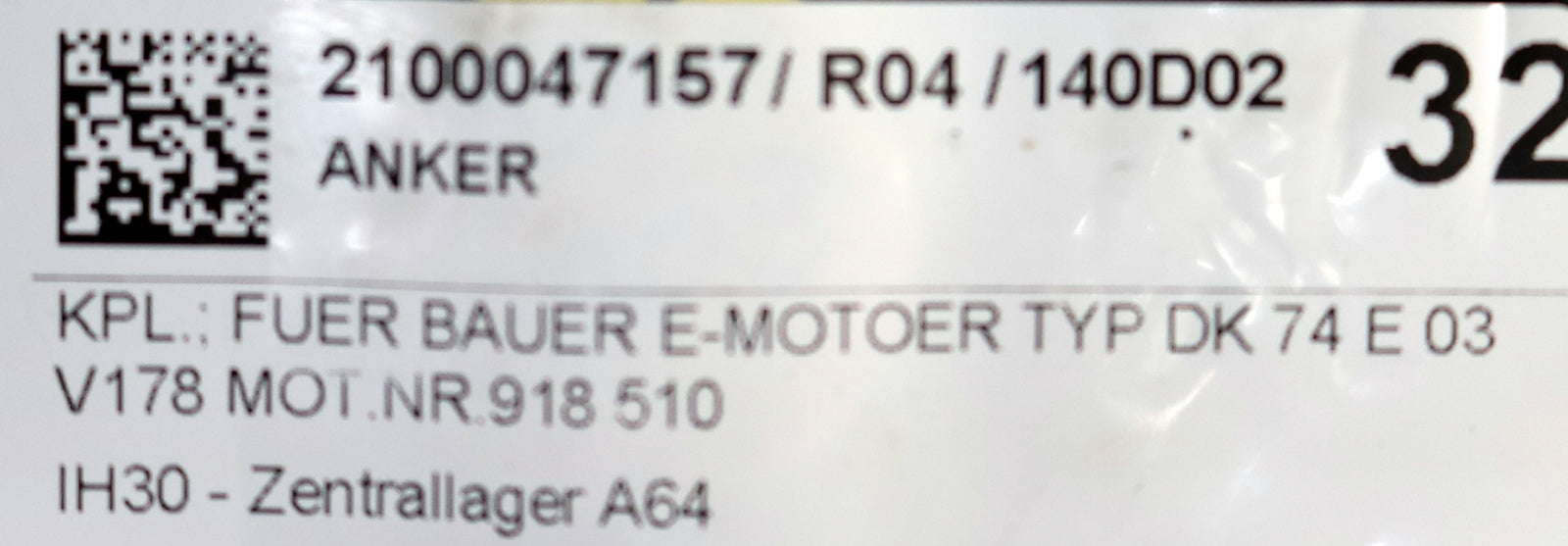 Bild des Artikels BAUER-Anker-für-Elektromotor-DK-74-E-03-V178-Art.Nr.-819-510-Z=12