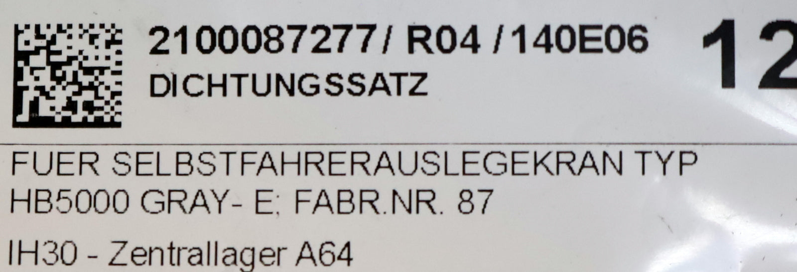 Bild des Artikels GRAY-Dichtungssatz-für-Selbstfahrer-Auslegekran-Typ-HB5000-Fab.Nr.-871010747
