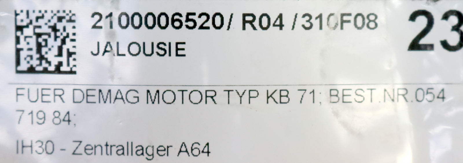 Bild des Artikels DEMAG-Jalousie-für-DEMAG-Elektromotor-KB71-ID-5471984-unbenutzt