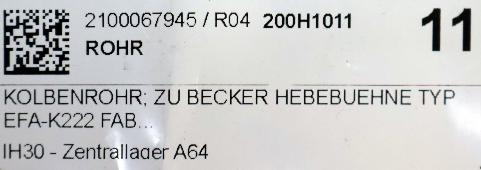 Bild des Artikels BECKER-Kolbenrohr-für-BECKER-Hebebühne-EFA-K222/Länge-97cm-Stahl-unbenutzt