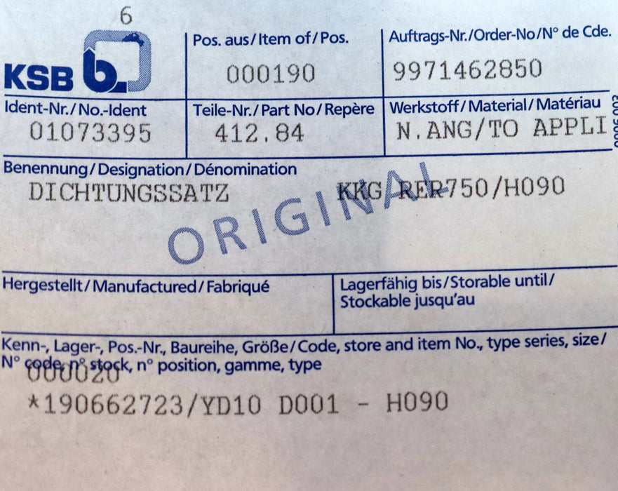 Bild des Artikels KSB-/-BURGMANN-Dichtungssatz-komplett-Teile-Nr.-412.84-+-Dichtungen