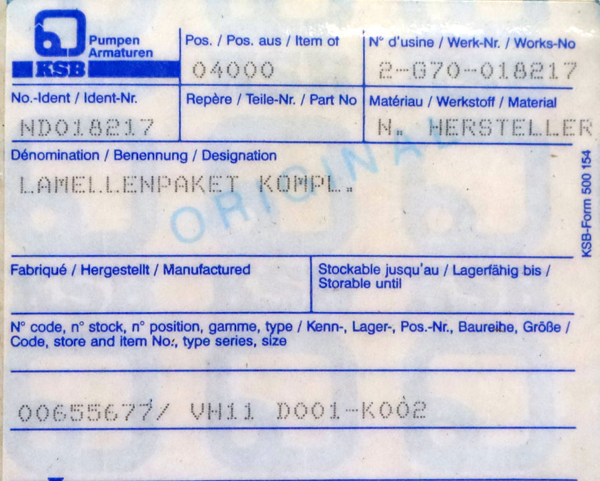 Bild des Artikels KSB-Lamellenpaket-komplett-GR300-L=175-ID-ND018217-unbenutzt-in-OVP