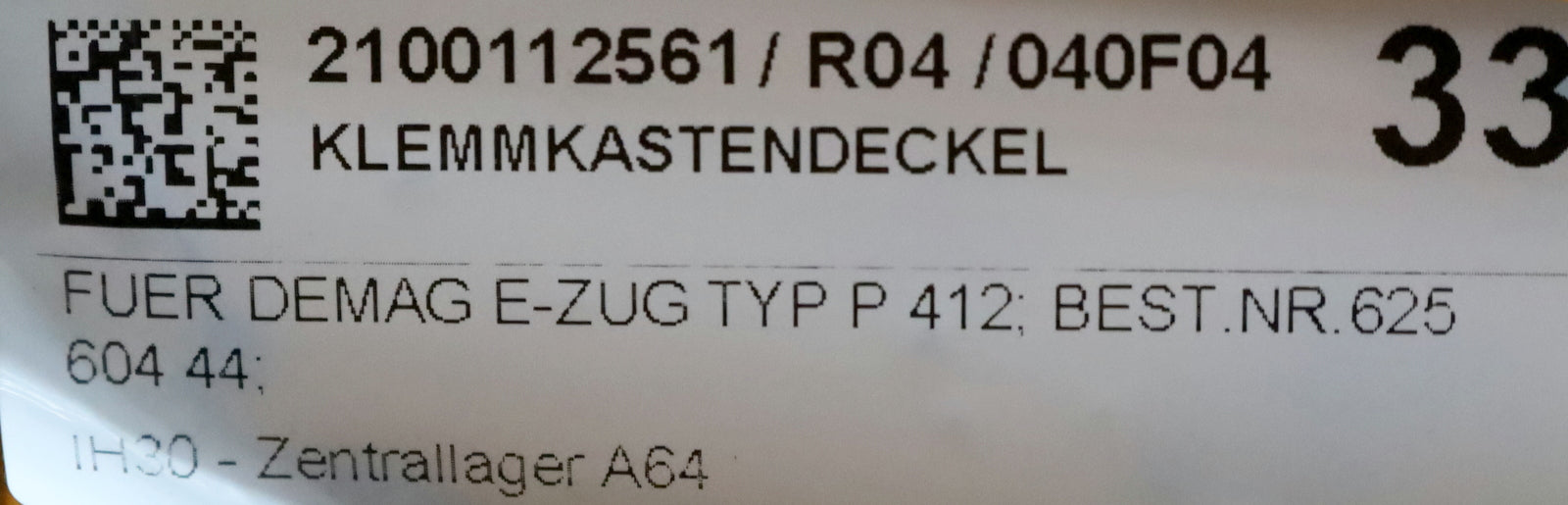 Bild des Artikels DEMAG-Klemmkastendeckel-für-Elektrozug-P412-Best.Nr.-62560444-unbenutzt