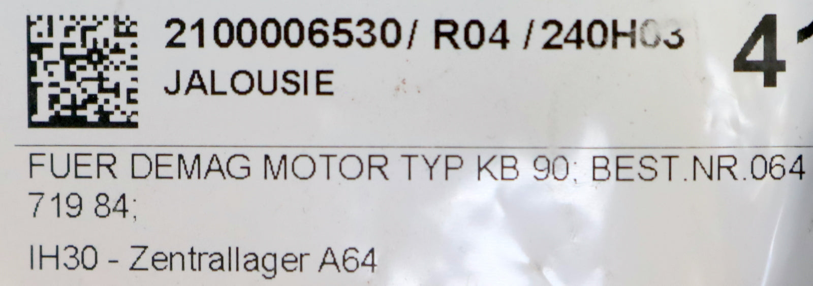 Bild des Artikels DEMAG-Endplatte-Jalousie-für-DEMAG-Motor-Typ-KB-190-Art.Nr.-06471984-unbenutzt