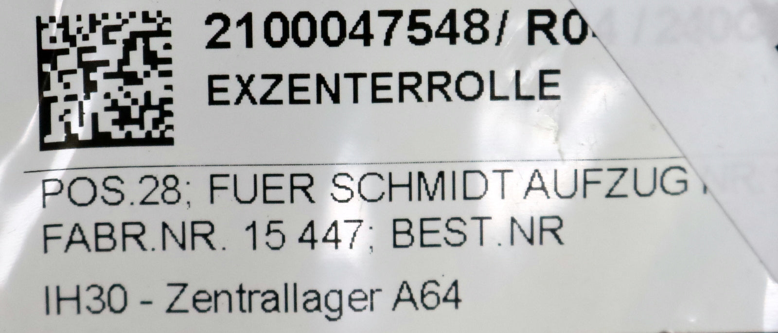 Bild des Artikels SCHMIDT-AufZÜGE-Exzenterrolle-für-SCHMIDT-Aufzug-No.-106-Pos.-28-unbenutzt