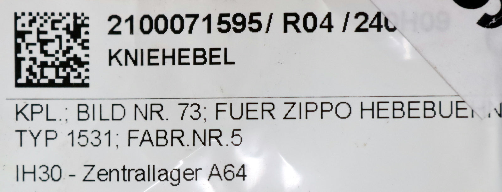 Bild des Artikels ZIPPO-Kniehebel-komplett-für-ZIPPO-Hebebühne-Typ-1531-Bild-Nr.-73-unbenutzt