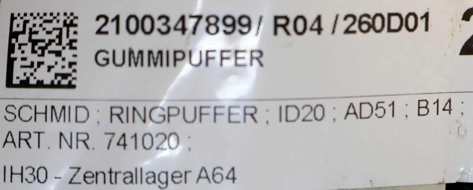 Bild des Artikels SCHMID-Ringpuffer-BohrungsØ-20mm-AußenØ-51mm-Breite-14mm-Art.Nr.-741020