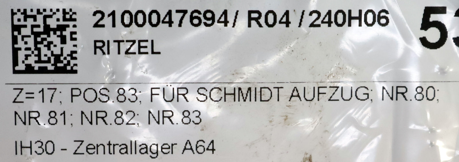 Bild des Artikels SCHMIDT-AUFZÜGE-Ritzel-für-SCHMIDT-Aufzug-Nr.-80-/-81-/-82-/-83-Zähnezahl-17