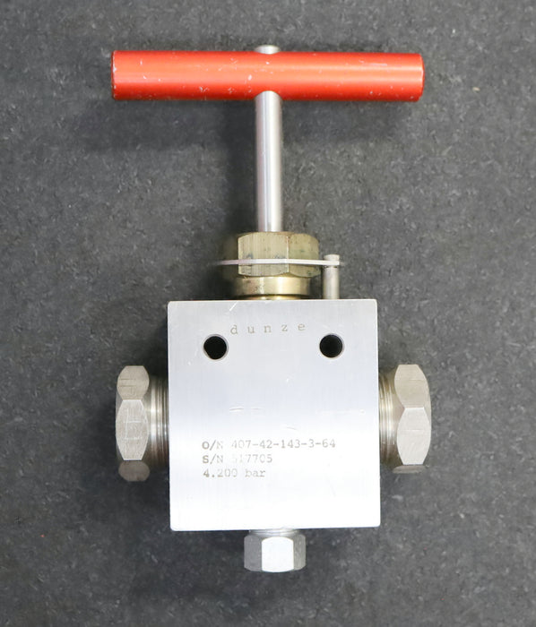 Bild des Artikels DUNZE-Hochdruckventil-4200bar-Type-407-42-143-3-64-Edelstahl-SN517705-unbenutzt