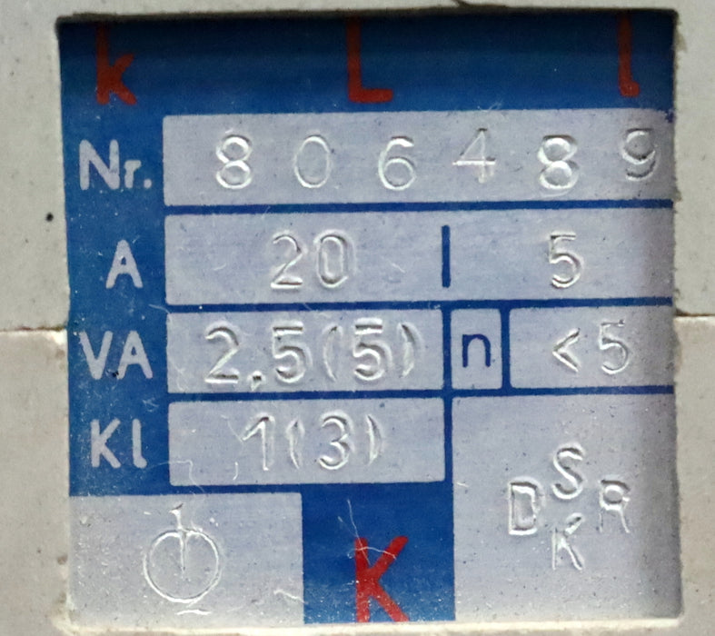 Bild des Artikels TUR-DRESDEN-DDR-Stromwandler-20/5A-2,5VA-Ksa-0,75/3kV-Itherm-=-60In