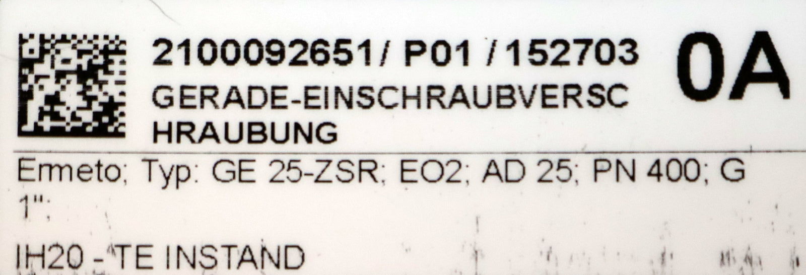 Bild des Artikels ERMETO-Gerade-Einschraubverschraubung-Typ:-GE-25-ZSR-G1"-AD25-PN400-EO2