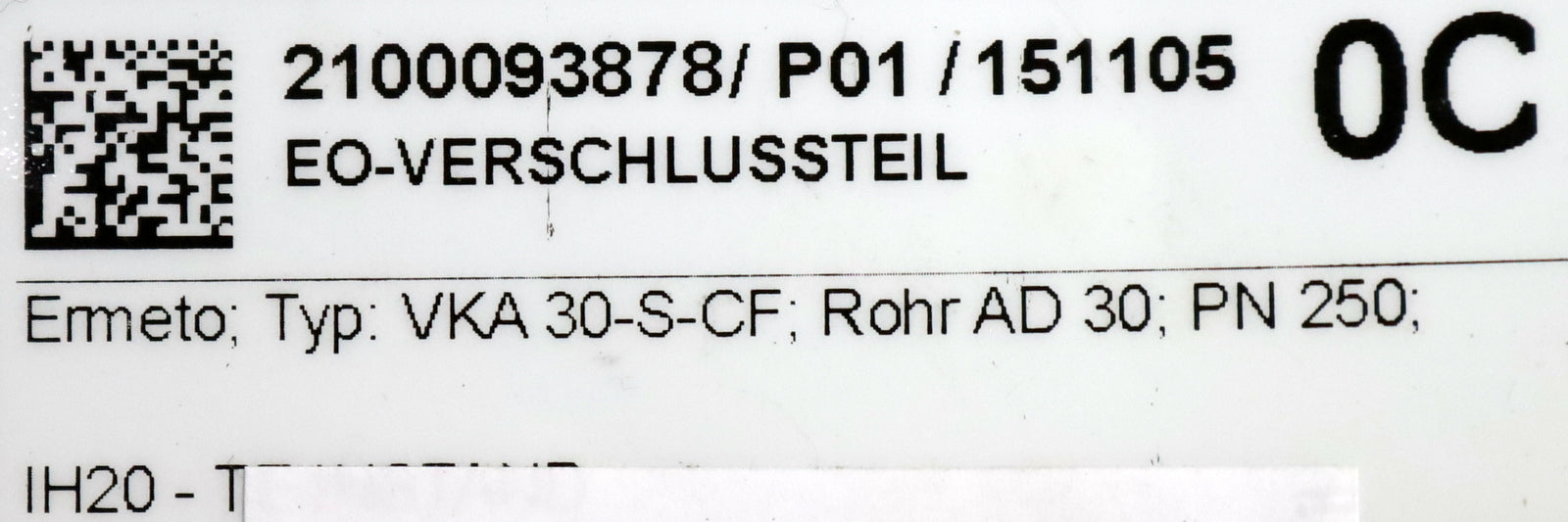 Bild des Artikels ERMETO-4x-EO-Verschlussteil-Typ:-VKA-30-S-CF-AD-30-PN250-Maße-gesamt-Ø40x30mm