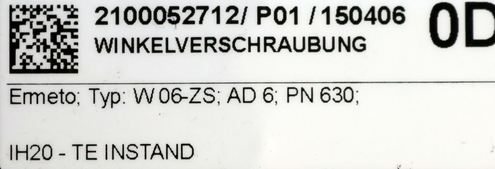 Bild des Artikels ERMETO-4x-Winkelverschraubung-Typ:-W06-ZS-AD6-PN630-Maße-gesamt-43x42x19mm