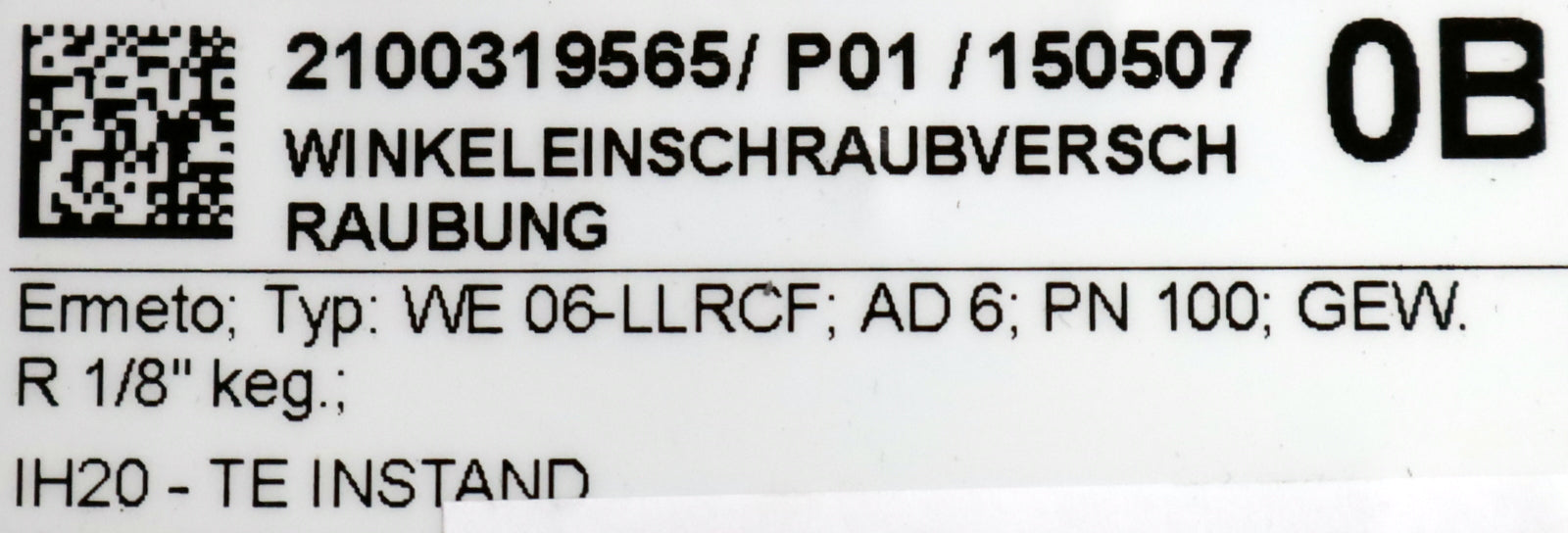 Bild des Artikels ERMETO-16x-Winkel-Einschraubverschraubung-Typ:-WE06-LLRCF-R-1/8"-AD6-PN100