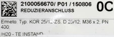 Bild des Artikels ERMETO-Reduzieranschluss-Typ:-KOR-25/12-PS-M36x2-D25/12-PN400-67x52,6x52,6mm