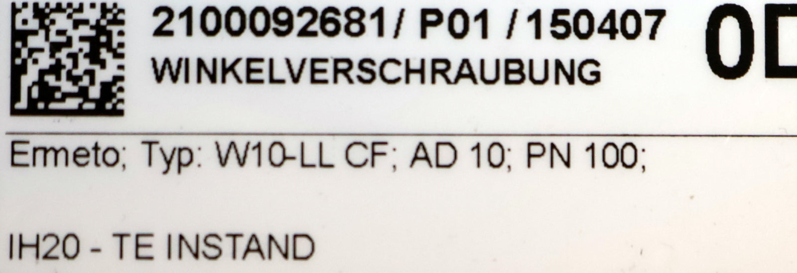 Bild des Artikels ERMETO-4x-Winkelverschraubung-Typ:-W10-LL-CF-AD10-PN100-35x35x19mm-unbenutzt