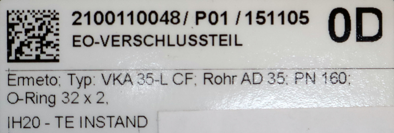 Bild des Artikels ERMETO-6x-EO-Verschlussteil-Typ:-VKA-35-L-CF-AD-35-PN160-Maße-gesamt-Ø40,5x30mm