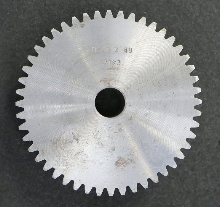 Bild des Artikels Stahl-Stirnzahnrad-Spur-gear-M2,5x48-Teilung:-7,85mm-48-Zähne-BohrungsØ-=-20mm