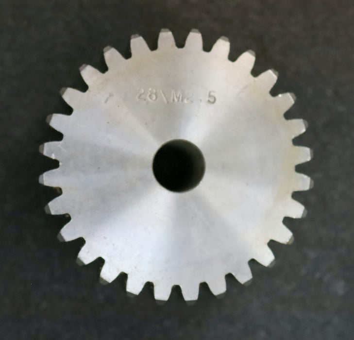 Bild des Artikels Stahl-Stirnzahnrad-Spur-gear-M2,5x28-Teilung:-7,85mm-28-Zähne-BohrungsØ--=-14mm