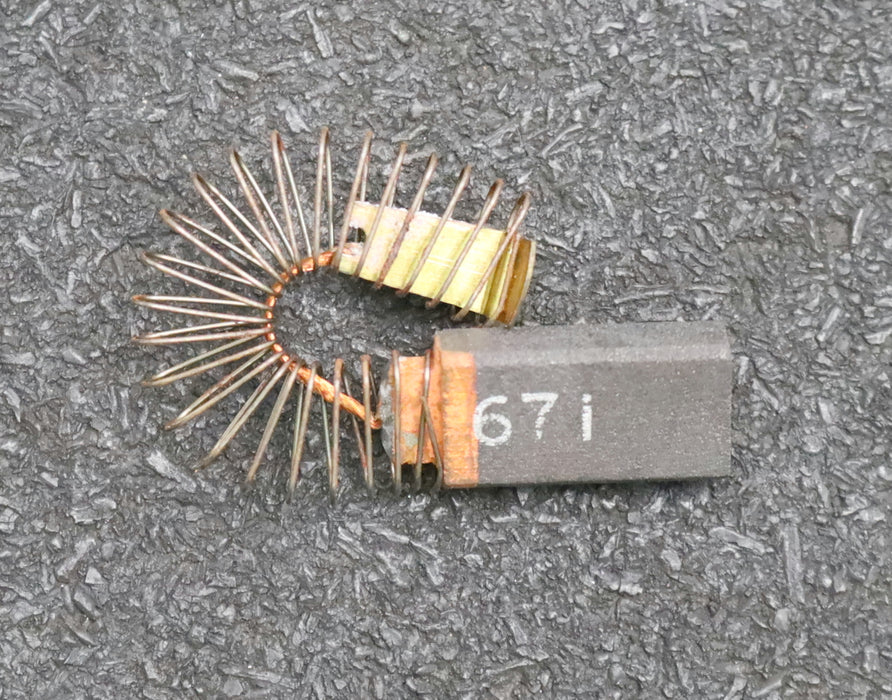 Bild des Artikels 4x-Kleinkohlebürste-671-5x10x22mm(t-x-a-x-r)-+Kabel+Feder+V-Bügel-unbenutzt