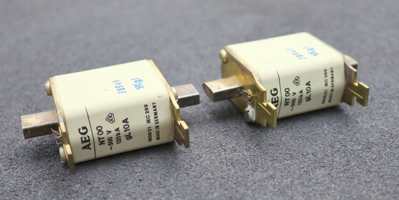 Bild des Artikels AEG-2x-NH-Sicherungseinsatz-fuse-link-10A-500VAC-NT00-Betriebsklasse-gL-120kA