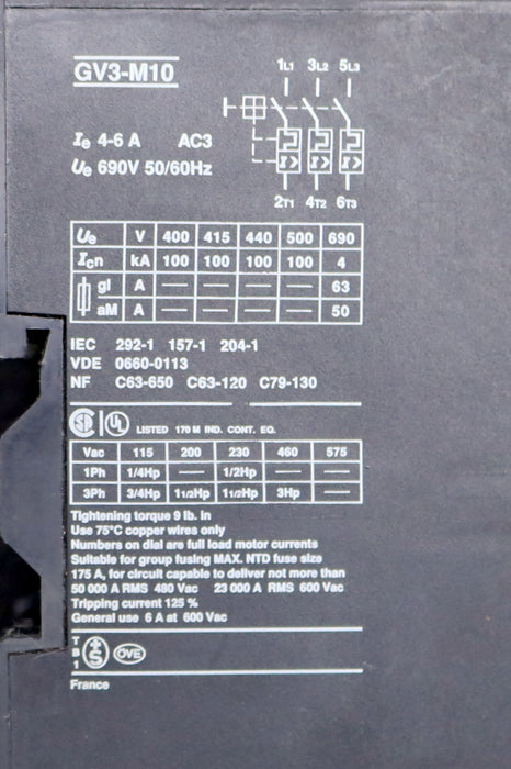 Bild des Artikels TELEMECANIQUE-Motorschutzschalter-GV3-M10-4-6A-690V-50/60Hz-gebraucht