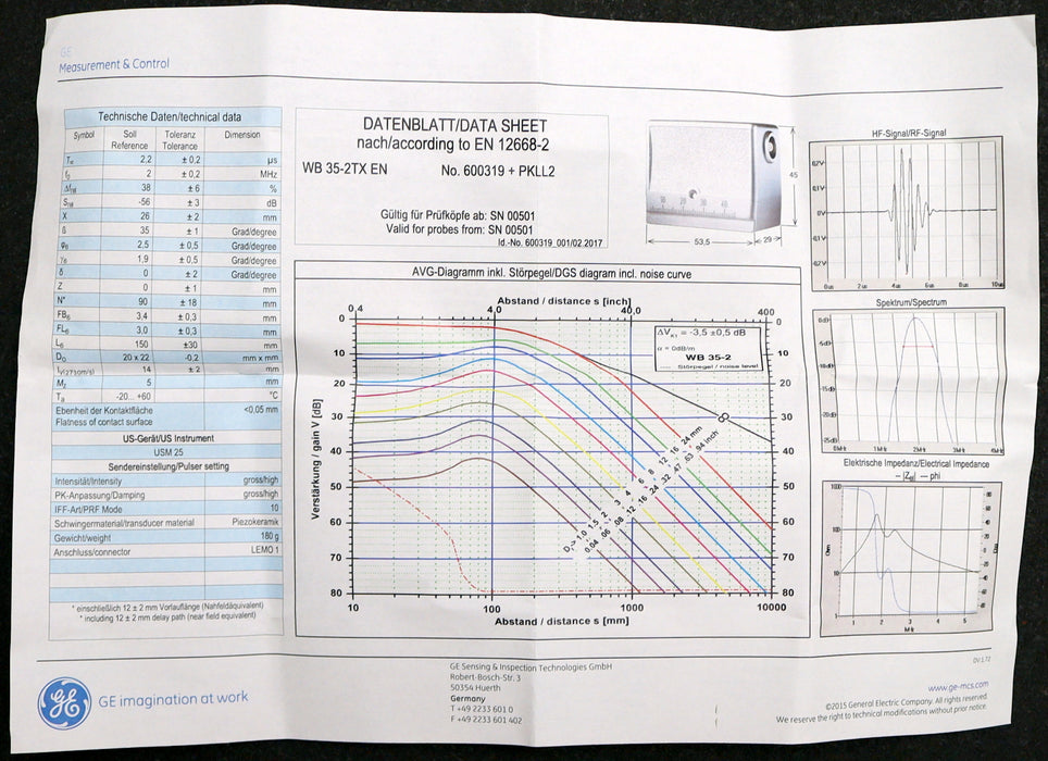 Bild des Artikels GE-KRAUTKRAMER-Ultraschall-Prüfkopf-WB35-2TX-EN-Nr.-600319-502---53,5-x-29mm-35°