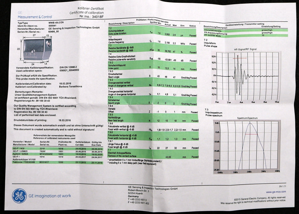Bild des Artikels GE-KRAUTKRAMER-Winkel-Ultraschall-Prüfkopf-MWB45-2-EN-Nr.-500041-60486-8x9mm-45°