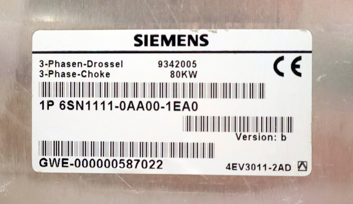 Bild des Artikels SIEMENS-3-Phasen-Drossel-6SN1111-0AA00-1EA0-80kW-Version-B-gebraucht
