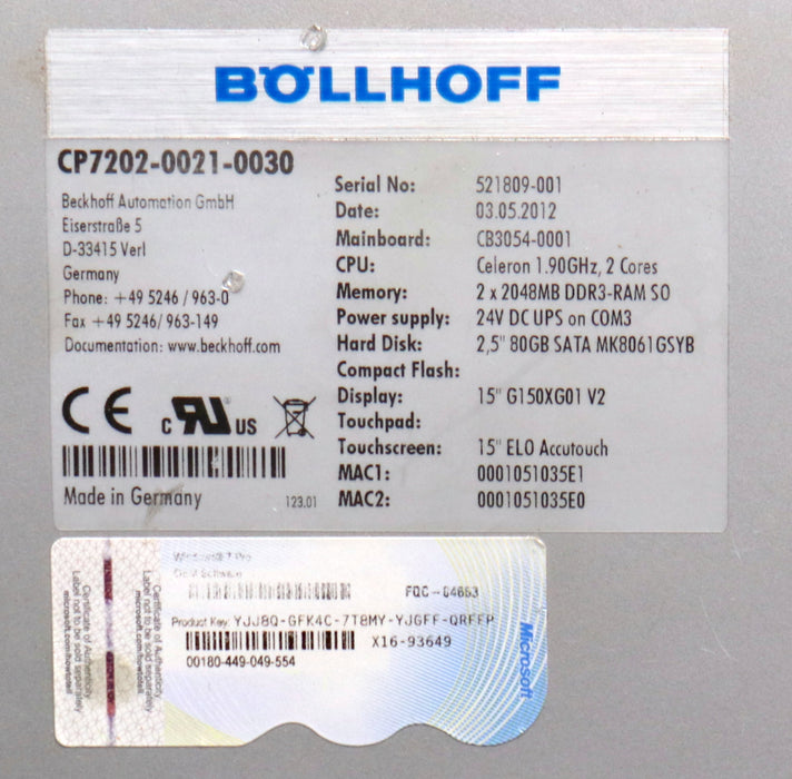 Bild des Artikels BÖLLHOFF-Panel-PC---Tragarmmontage-CP7202-0021-0030-Farb-Touch-Display-15"-
