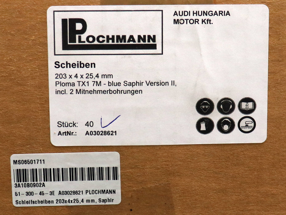 Bild des Artikels TASO-40x-Schleifscheiben-Ø-203-x-25,4-x-4mm-Ploma-TX1-7M---blue-Saphir-A03028621