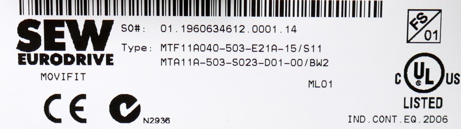 Bild des Artikels SEW-MOVIFIT-Anschlussbox-MTA11A-503-S023-001-00/BW2-+-MTF11A040-503-E21A-15/S11