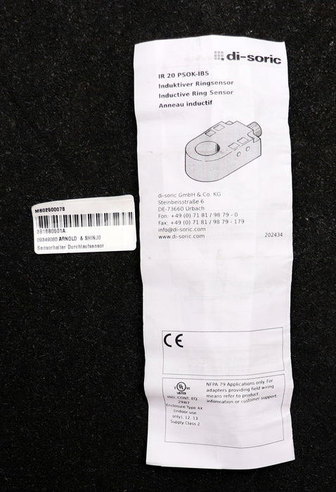 Bild des Artikels DI-SORIC-Induktiver-Ringsensor-IR-20-PSOK-IBS-Durchlass-Ø-20mm-f.-Wendelförderer