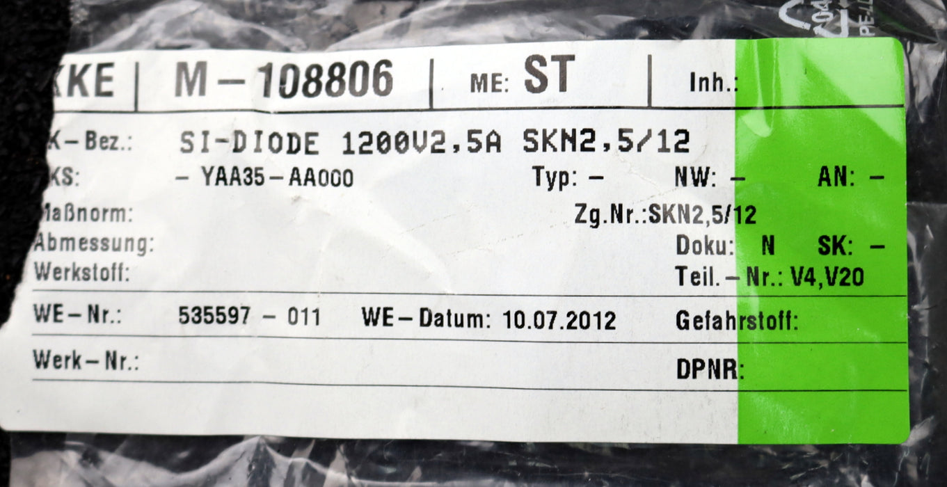 Bild des Artikels SEMIKRON-Silizium-Diode-SKN2,5/12-1200V-2,5A-Gleichrichterdiode-auf-Gehäuse