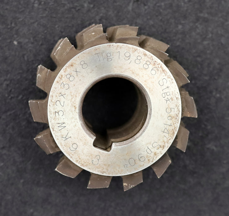 Bild des Artikels H.F.Schnicke-Keilwellen-Wälzfräser-spline-hob-6-Keile-32x38x8mm-mit-Höcker-HSS