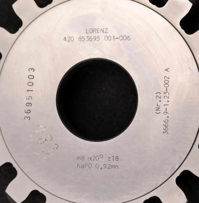 Bild des Artikels LORENZ-Scheibenschneidrad-m=-8mm-EGW=-20°-Z=-18-haP0-0,92mn-Qualität-A