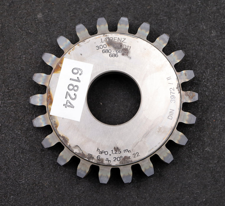 Bild des Artikels LORENZ-Scheibenschneidrad-gear-shaper-m=-5mm-EGW=-20°-Z=-22-haP0-1,25mn
