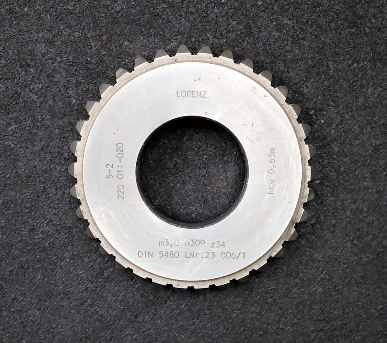 Bild des Artikels LORENZ-Scheibenschneidrad-gear-shaper-m=-3mm-30°-EGW-Z=-34-hkw-0,65m-gebraucht