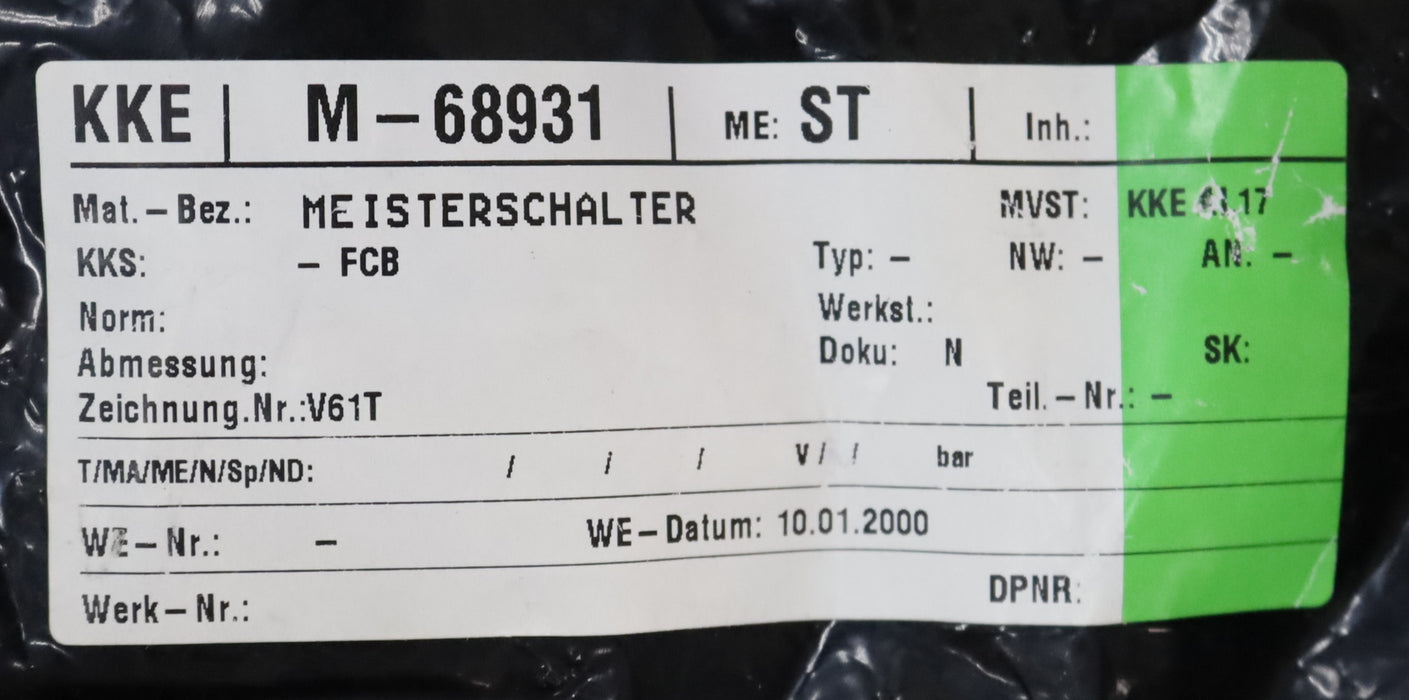 Bild des Artikels W.GESSMANN-Meisterschalter-V61T-380VAC-4A-unbenutzt