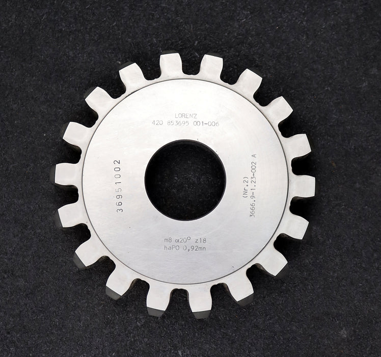 Bild des Artikels LORENZ-Scheibenschneidrad-gear-shaper-m=-8mm-EGW=-20°-Z=-18-haP0-0,92mn