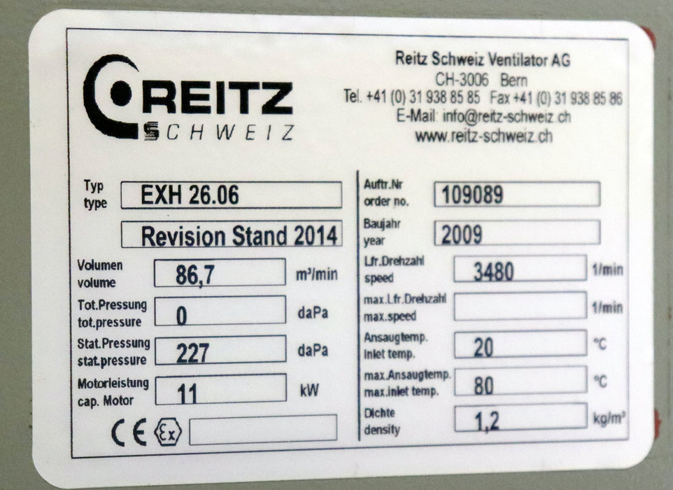 Bild des Artikels REITZ-/-LAMMERS-11kW-Radial-Ventilator-EXH-26.06-Volumen-86,7m³/min-unbenutzt