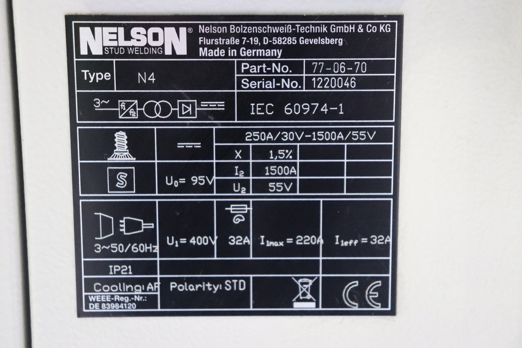 Bild des Artikels NELSON-Bolzenschweißgerät-FSE-902-+-Inverter-N4-mit-Bedienfeld-N4-VGA--66-09-68