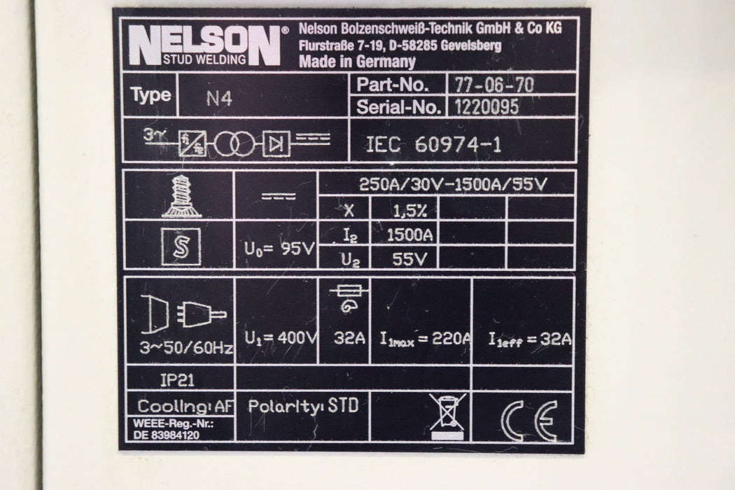 Bild des Artikels NELSON-Bolzenschweißgerät-FSE-100-+-Inverter-N4-mit-Bedienfeld-N4-VGA--66-09-24
