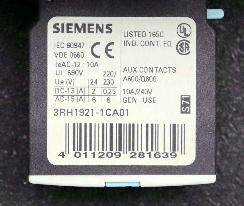 Bild des Artikels SIEMENS-SIRIUS-3R-Schütz-3RT1034-1AP00-E-Stand-03-+-3RH1921-1CA01-gebraucht