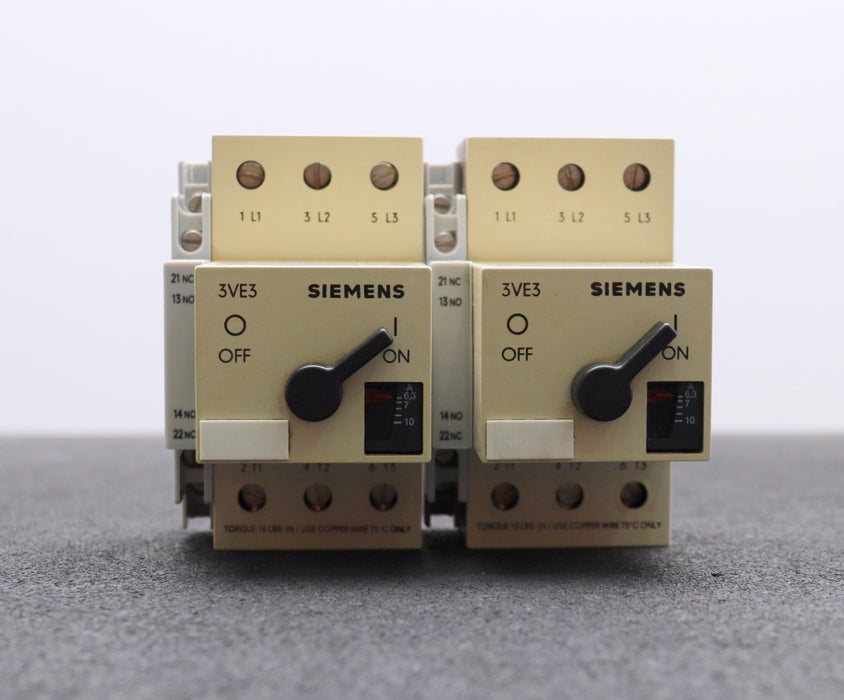 Bild des Artikels SIEMENS-2x-Leistungsschalter-3VE3000-2LA00-6,3-10A-VDE0660-gebraucht