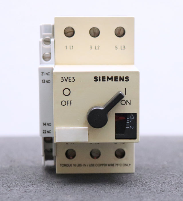 Bild des Artikels SIEMENS-2x-Leistungsschalter-3VE3000-2LA00-6,3-10A-VDE0660-gebraucht